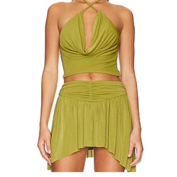 H:Ours Lime Green Mini Skirt Set